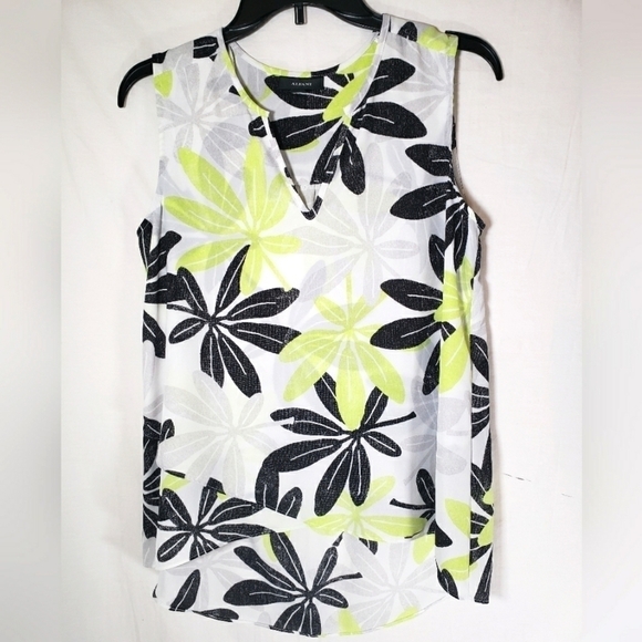 Alfani Yellow and Black Floral Blouse Sz PM - Picture 1 of 9